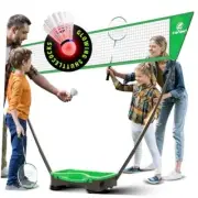 Portable Badminton Net Set with Storage Base, Rackets Lightning Shuttlecocks