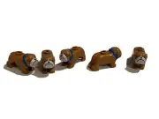 NEW LEGO 5 Brown Bulldog Dogs With Blue Collars