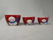 Winter Holiday Snowman Polka Dot Nesting Bowls New No packaging