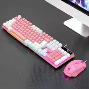 Wired Keyboard and Mouse Set USB Luminous Mechanical Keyboard and Mouse Set for PC Laptop Computer Game Office