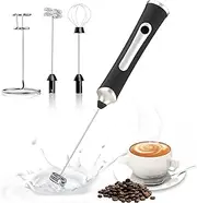 Milk Frother, USB Rechargeable Handheld Electric Whisk, 3-Speed Adjustable Drink Mixer & Milk Foamer with 2 Stainless Steel Whisks for Bulletproof Coffee and More