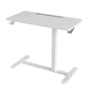 Altus Mobile Standing Desk with Wheels Pneumatic Over Bed Table (White)