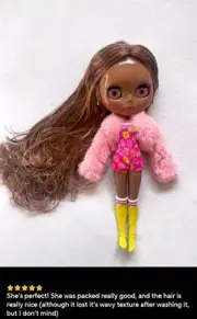 Blythe doll Nude Jointed Body Brown Curly hair 4 eye colors with pull string