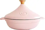 XJMXLH Cast Iron Tagine Pot Moroccan Non Stick Enameled Braiser Tajine Pot for Chefs Hotels Oven Induction Safe with Handles Lid(Pink)