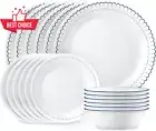 Vitrelle Dinnerware Set 18PC Caspin Lace Lightweight Chip Resistant Service 6