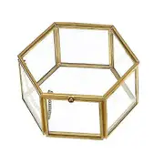 Glass Vintage Jewelry Box Golden Geometric Jewelry Display Organizer Box Home Decorative Box for St Photo Color