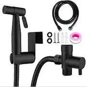 Toilet Bidet Spray Set,Handheld Bidet Sprayer,Spray Attachment with Hose for Feminine Wash, Stainless Steel Cleaner and Shower Sprayer for Pet, Bathroom or Toilet((Black)
