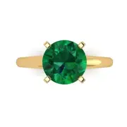 2.5 ct Round Cut Emerald Stone Wedding Promise Engagement Ring 14k Yellow Gold