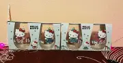 NEW Hello Kitty tear drop glass wine set of 2-20oz(591ml) each Christmas Edition