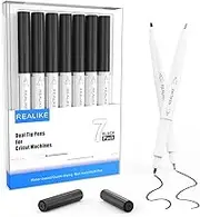 REALIKE Dual Tip Pens for Cricut Maker 3/Maker/Explore 3/Air 2/Air, Black Pens Set of 7 Pack Dual Tip Marker Fine Point Pen Writing Drawing Accessories for Cricut Machine (0.4 Tip & 1.0 Tip)