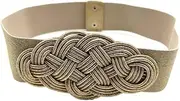[ZAHSY] Gold Wide Elastic Belts for Women Braided Wide Waist Belt Waistband Rope Stretchy Belts for Women Dresses