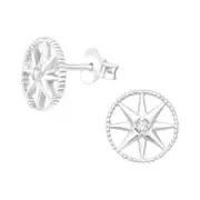 Silver Sparkling Star Stud Earrings with Cubic Zirconia