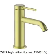 Abey POCO BASIN MIXER Pin Lever Design,WELS 4-Star 6.5L/Min BRUSHED BRASS 6B1-BB