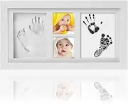 Baby Hand and Footprint Kit - Large Size Frame 40x21.5cm, Newborn Keepsake Frame Picture Frame Clay Kit, Baby Footprint and Handprint Ink Pad Kit, Baby Shower Gifts for New Mom, Baby Gifts for Boys, Girls, Newborn Gifts, Nursery Picture Photo Frame