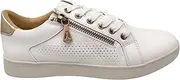 [Hush Puppies] Womens Mimosa Perf Ladies Sneakers Zip White Casual Lace Up Shoes 8 White/Copper