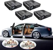 LZLRUN 4X Custom Logo Wireless Laser Projector Car Door Step Courtesy Welcome Lights Puddle Ghost Shadow LED Lights Upgraded Smart Universal Senseor Car Door Led Logo Projector Light
