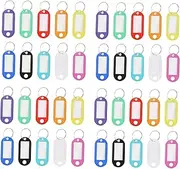 KALLORY 50pcs Plastic Key Id Labels with Split Ring and Identifiable Tags for Hotel Dormitory Spa Pool Lockers for Organizing Keys Bags Luggage