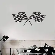 Race Checkered Flags Wall Stickers Removable Racing Themed Decor for Home Bedroom Garage – DIY Sports Art Decals for Walls