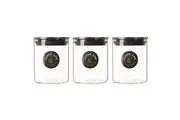 3PK Lemon & Lime Acier 200ml Glass Jar Storage Container w Stainless Steel Lid