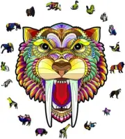 107 PCS Uniquely Shaped Animal-Shaped Puzzles Pieces, Sabre-Toothed Tiger-Shaped