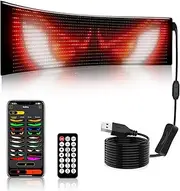 Devil Eyes Light for Trucks, Flexible LED Matrix Panel Sign with Remote Control, USB Powered, Smartphone APP Control, Programmable of Text, Animations and Memes for Truck Windscreen 16 * 144