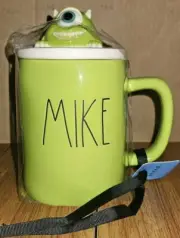Rae Dunn Pixar Monsters Inc. Mike Wazowski Mug + Topper Green Artisan Collection