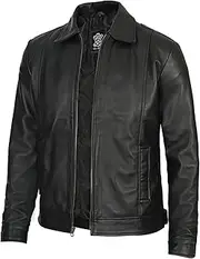 [Decrum] Brown & Black Real Lambskin Leather Jackets for Men