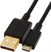 Amazon Basics USB-A to Micro USB Fast Charging Cable, 480Mbps Transfer Speed with Gold-Plated Plugs, USB 2.0, 0.9 meters, Black