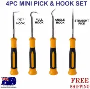 4pc mini pick & hook set o ring gasket puller remover scrape pin hardened tip
