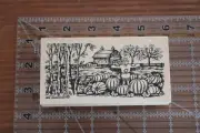 New NORTHWOODS Rubber Stamp Pumpkin Patch Garden Harvest Farm Field Scarecrow