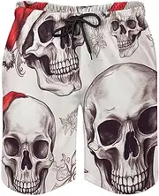 [RKJVB] Mens Swim Trunks with Mesh Lining Sketchy Skulls Beach Shorts Quick Dry Drawstring Board Shorts with Pocket
