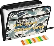 Custom File Folders 13 Pockets A4 Letter Size Customized File Holder with Zipper Closure for Office Supplies Chinese Ancient Poet Skull para guardar documentos