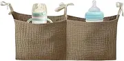 Crib Storage Caddy - Nursery Diaper Crib Organizer Portable Bedside Bag | Organizing Bag with 2 Pockets Multiple-Use Cotton Baby Bedding for Changing Table