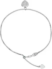 LeCalla 925 Sterling Silver Adjustable Anklets for Women | Women's Anklet Bracelets Foot Jewelry | Chain Link Anklets Silver Jewelry | Summer Beach Jewelry for Wife Girlfriend Her