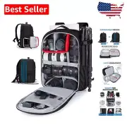 Versatile Camera Backpack with Expandable Storage & Protective Padding - Black