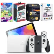 Nintendo Switch White OLED + Zelda Echoes of Wisdom + Accessory Gaming Kit