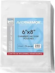Avid Armor Chamber Machine Pouches, Pre-Cut Chamber Vacuum Sealer Bags, Heavy Duty Seal Pouch, BPA-Free Chamber Sealer, 6 x 8 inches, Pack of 250 Vacuum Chamber Pouches