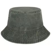 Denim Bucket Hat for Women Men Large Summer Cap for Beach Travel Army Green