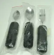Sammons Preston Sure Grip Bendable & Weighted Teaspoon Tablespoon Fork Set New