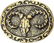 [SANSTHS] Western Belt Buckles for Men Women, Vintage Cowboy Cowgirl Texas Rodeo Longhorn Bull, Goat, Poker and Horse