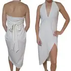 NWT House of Harlow 1960 x Revolve White Bodycon Midi Dress Halter Women's L