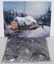 Springbok Thomas Kinkade SILENT NIGHT 500 Cottage Christmas BOXLESS Puzzle NEW