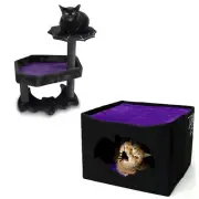Gothic Cat Tree Small + Gothic Cat Bed Purple