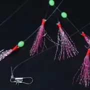 New Sabiki Hooks Flasher Rigs Pink With Lumo Beads and Swivel