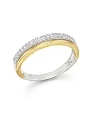 Diamond Double Row Band Ring in 14K Yellow and White Gold, .12 ct .t. w.