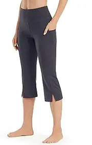 [Promover] Womens Capris Bootcut Yoga Pants with Pockets High Waisted Front Split Crop Bootleg Work Capri Leggings