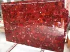 Square Red Agate Coffee Table Top Resin Bar Counter Slab with Elegant Look
