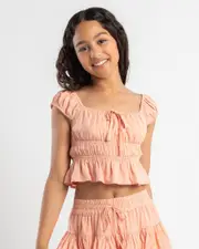 [Ava And Ever] Ava And Ever Girls' Lulu Crop Top in Peach Coral Size 14 14 Peach Coral