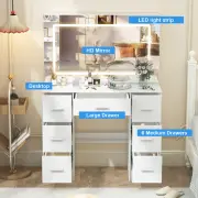 Dressing Table Makeup Vanity Desk Set with Hollywood LED Mirror Organizer NEW
