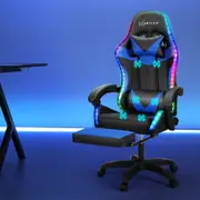 Artiss Gaming Chair 6 Point Massage Office Chairs with LED Light Blue